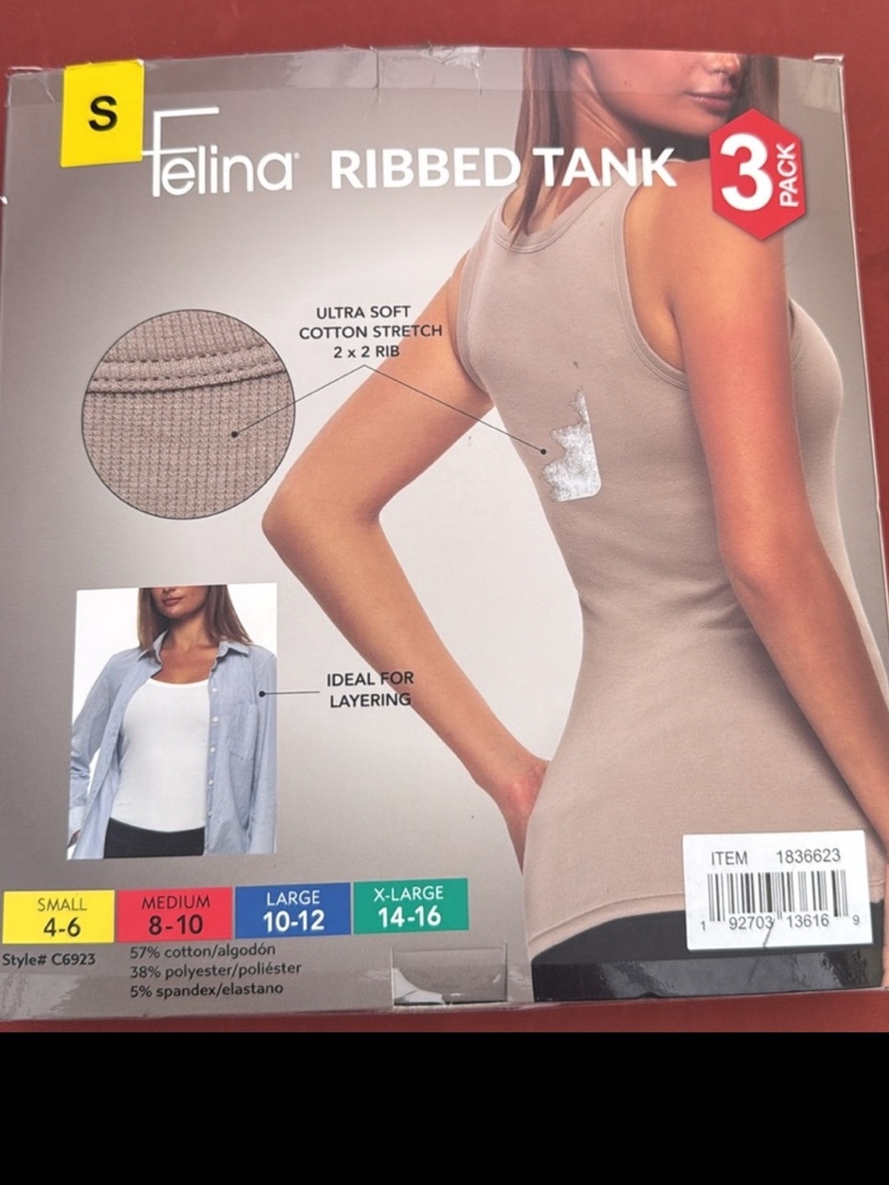 Cotton Ribbed ultra soft cotton strech Tank Top 3-Pack ideal for layering nwt - Picture 5 of 6